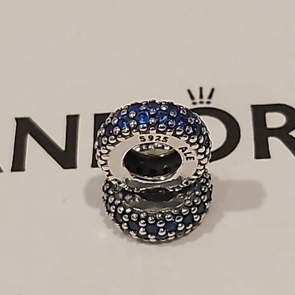 Pair of Pandora *Retired* SS Inspiration Within Spacer w/Blue Crystal 791359NCB
